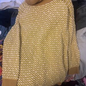 Elegant Mustard Cowl Neck Sweater